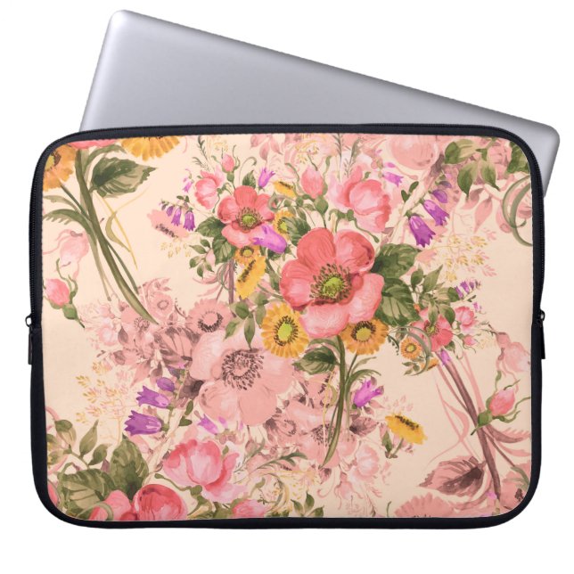 Seamless rococo pattern bouquets. Beautiful bouque Laptop Sleeve (Front)