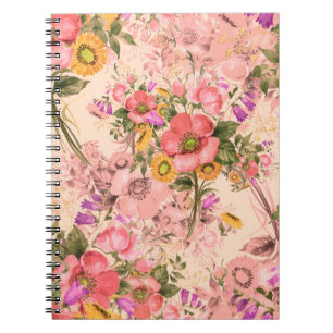 Seamless rococo pattern bouquets. Beautiful bouque Notebook