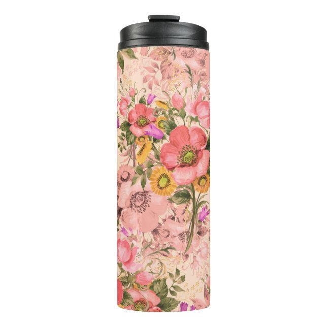 Seamless rococo pattern bouquets. Beautiful bouque Thermal Tumbler (Front)