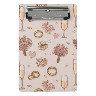 Seamless Romantic Wedding Pattern Mini Clipboard