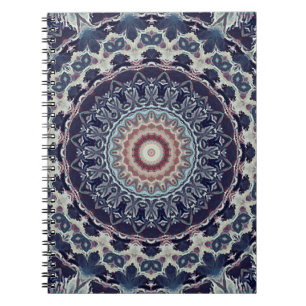 Seamless round ornamental mandala pattern arabic k notebook