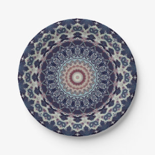 Seamless round ornamental mandala pattern arabic k paper plate