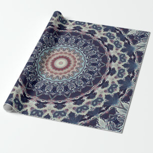 Seamless round ornamental mandala pattern arabic k wrapping paper