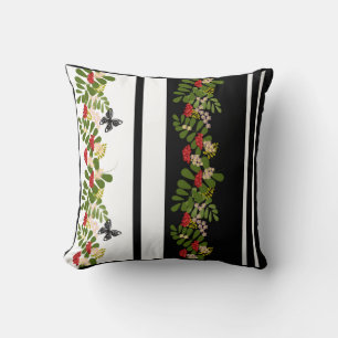 Seamless rowanberry butterfly leaves pattern botan cushion
