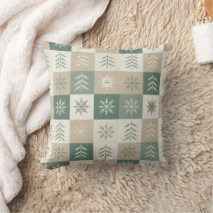 Seamless Scandinavian Christmas tree pattern Cushion