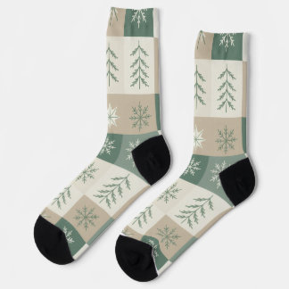Seamless Scandinavian Christmas tree pattern Socks