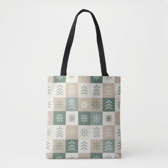 Seamless Scandinavian Christmas tree pattern Tote Bag (Front)