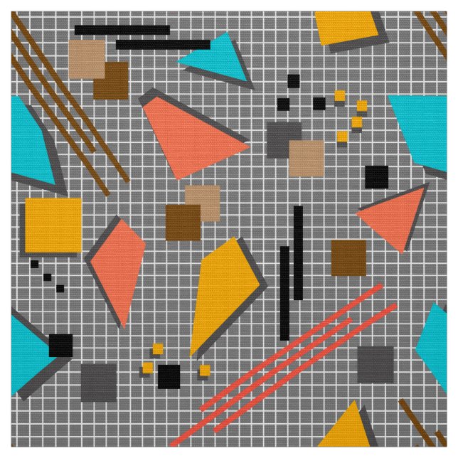 Seamless school geometric memphis shapes pattern s fabric (Swatch)