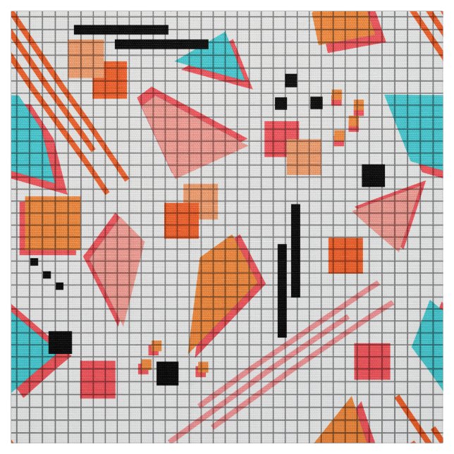 Seamless school geometric memphis shapes pattern s fabric (Swatch)