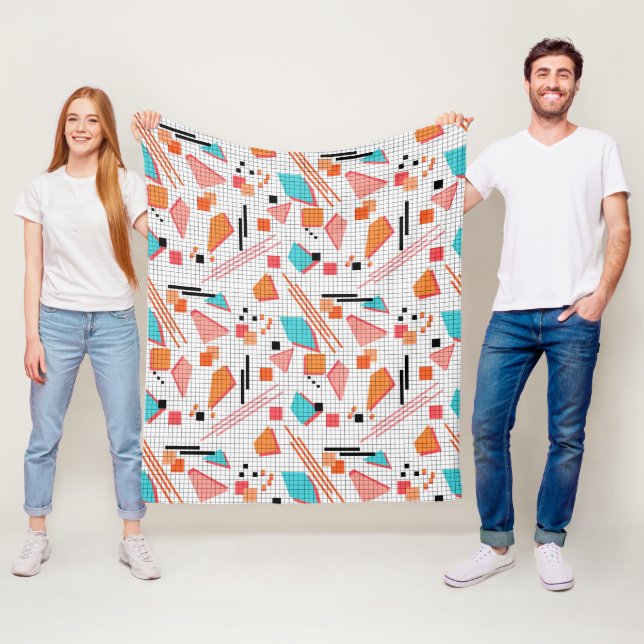 Seamless school geometric memphis shapes pattern s fleece blanket (In Situ)