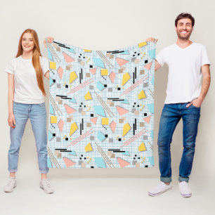 Seamless school geometric memphis shapes pattern s fleece blanket