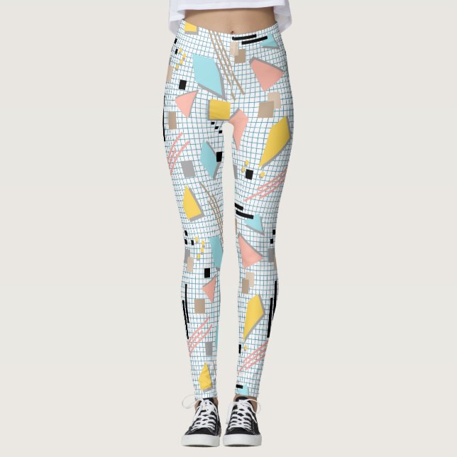 Seamless school geometric memphis shapes pattern s leggings (Front)