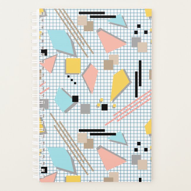 Seamless school geometric memphis shapes pattern s planner (Front)