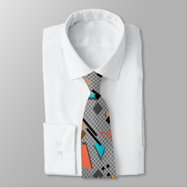 Seamless school geometric memphis shapes pattern s tie (Tied)