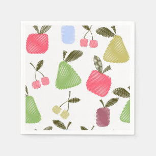 Seamless scratched cartoon fruits apples pears che napkin
