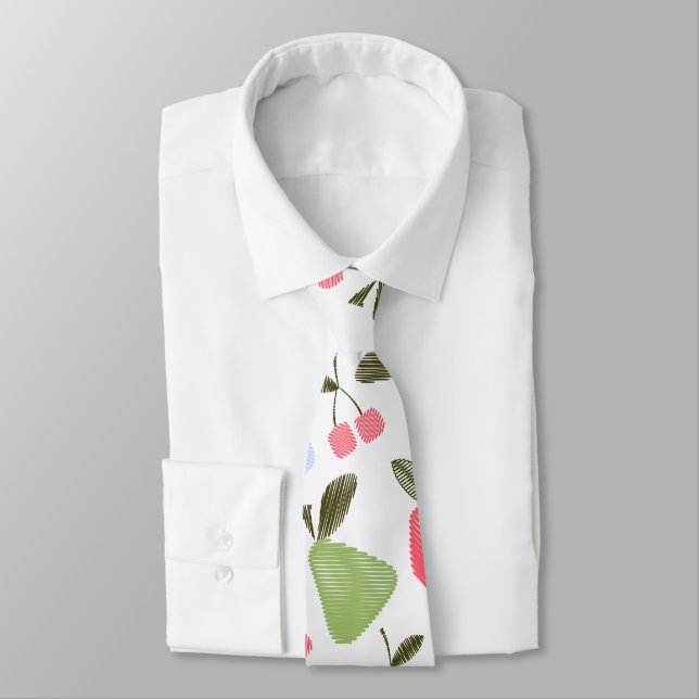 Seamless scratched cartoon fruits apples pears che tie (Tied)