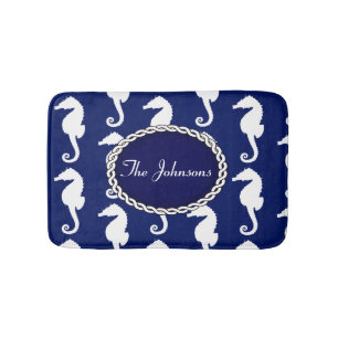 Seamless Seahorse Pattern Bath Mat