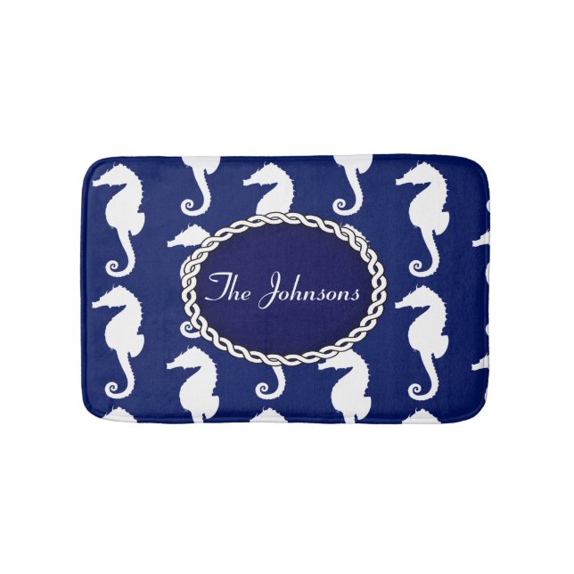 Seamless Seahorse Pattern Bath Mat (Front)