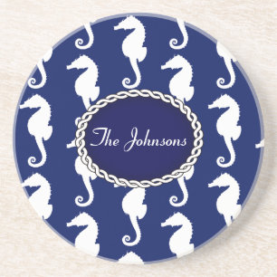 Seamless Seahorse Pattern Coaster