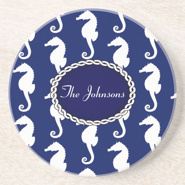 Seamless Seahorse Pattern Coaster (Front)