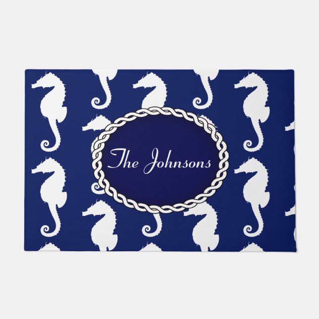 Seamless Seahorse Pattern Doormat (Front)