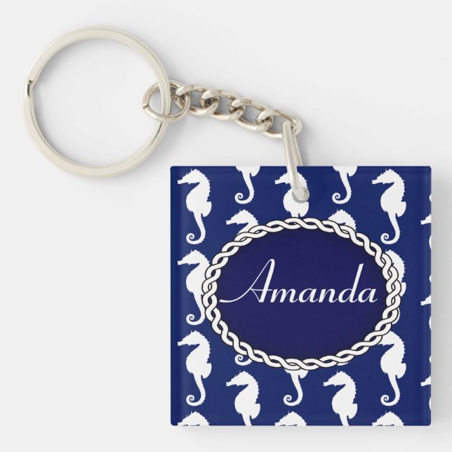 Seamless Seahorse Pattern Key Ring (Front)
