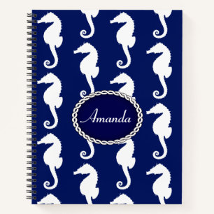 Seamless Seahorse Pattern Notebook