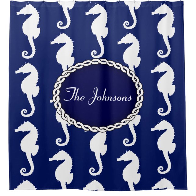 Seamless Seahorse Pattern Shower Curtain (Front)