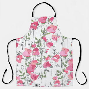 Seamless season pattern with sweet pea. Endless te Apron