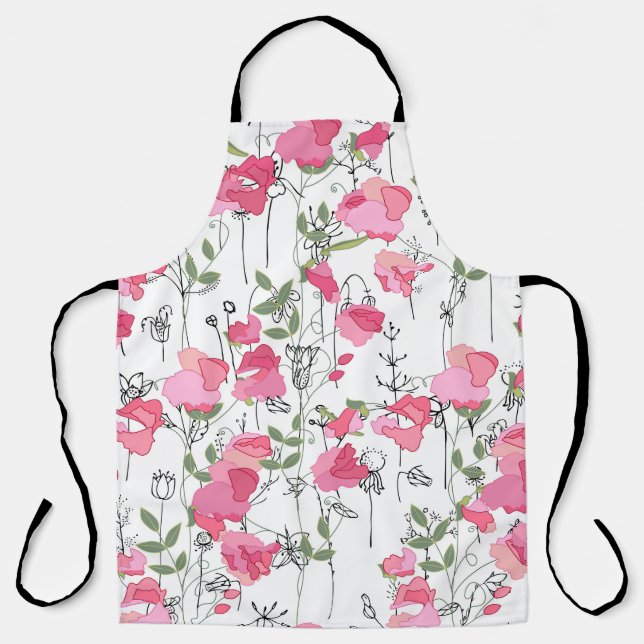 Seamless season pattern with sweet pea. Endless te Apron (Front)