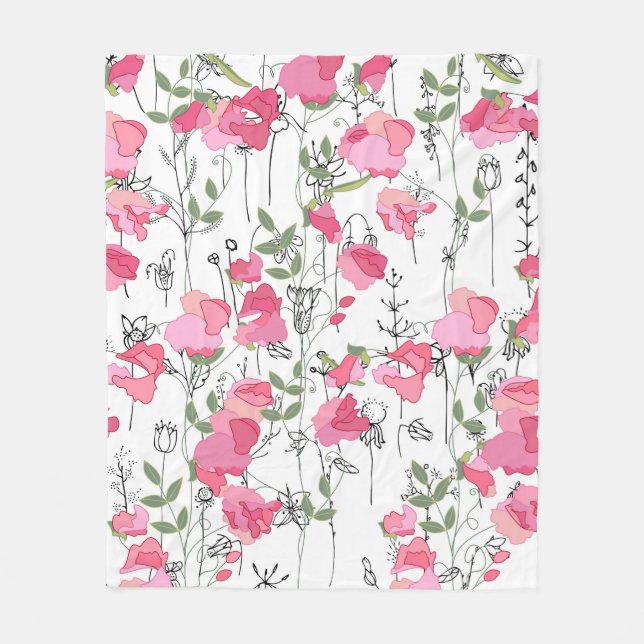 Seamless season pattern with sweet pea. Endless te Fleece Blanket (Front)