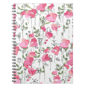 Seamless season pattern with sweet pea. Endless te Notebook
