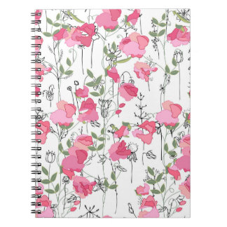 Seamless season pattern with sweet pea. Endless te Notebook