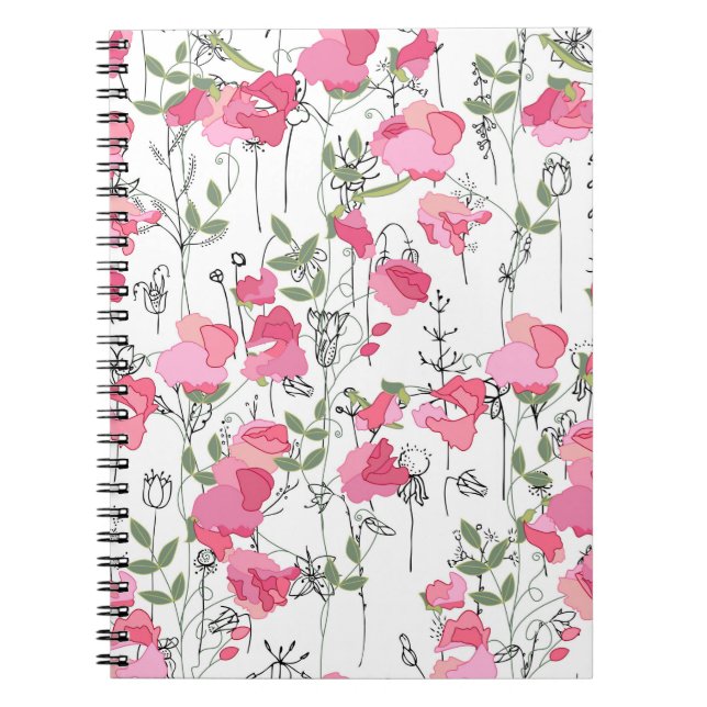 Seamless season pattern with sweet pea. Endless te Notebook (Front)