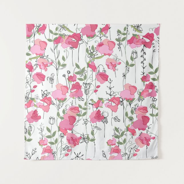 Seamless season pattern with sweet pea. Endless te Tapestry (Front)