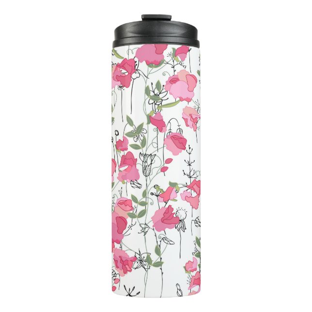 Seamless season pattern with sweet pea. Endless te Thermal Tumbler (Front)