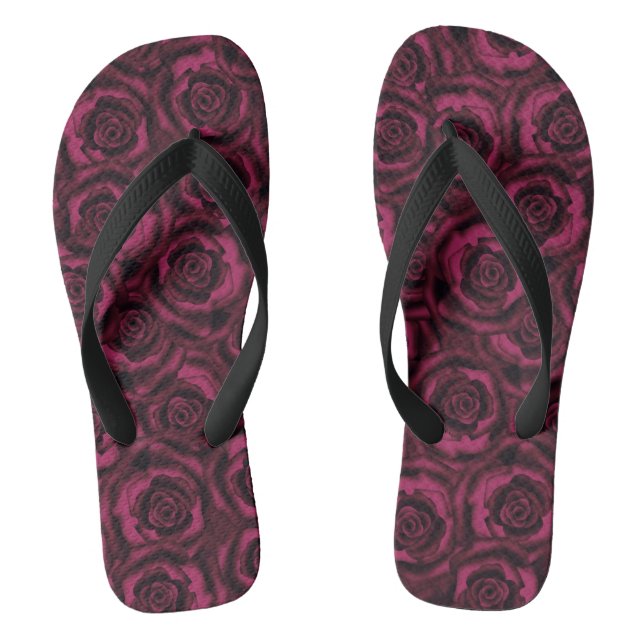 Seamless silk satin roses flowers floral beautiful thongs (Footbed)