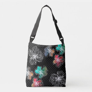 Seamless sketched lined flowers abstract modern pa crossbody bag
