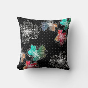Seamless sketched lined flowers abstract modern pa cushion