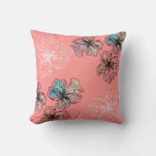 Seamless sketched lined flowers abstract modern pa cushion