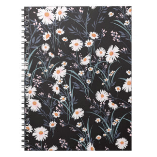 Seamless spring floral pattern with daisies notebook