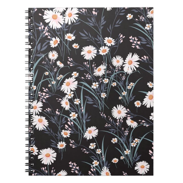 Seamless spring floral pattern with daisies notebook (Front)