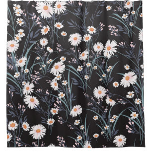 Seamless spring floral pattern with daisies shower curtain