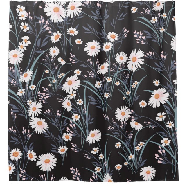 Seamless spring floral pattern with daisies shower curtain (Front)