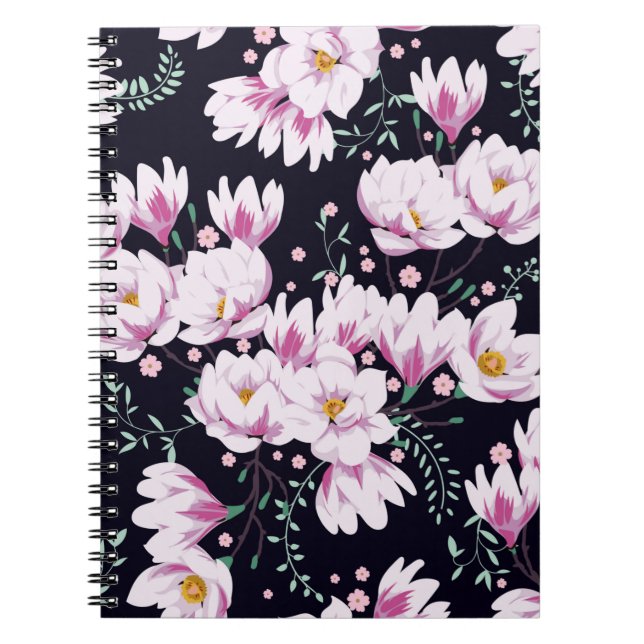 Seamless spring pattern with magnolias. notebook (Front)
