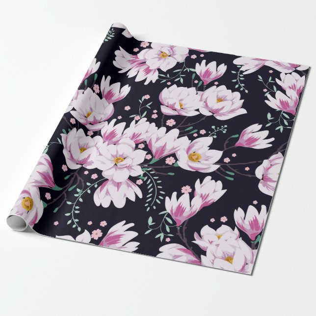 Seamless spring pattern with magnolias. wrapping paper (Unrolled)