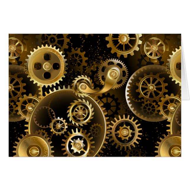 Seamless Steampunk Brass Gears (Front Horizontal)