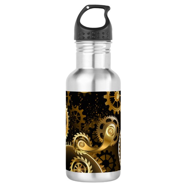Seamless Steampunk Brass Gears 532 Ml Water Bottle (Front)