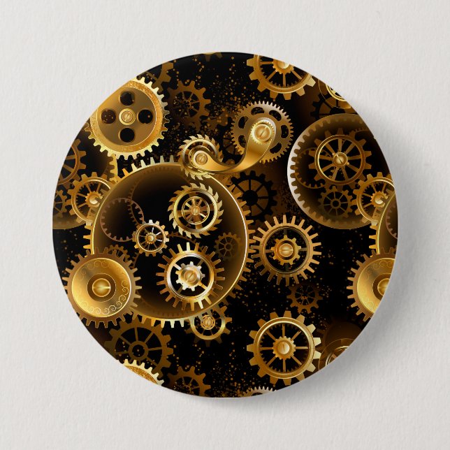 Seamless Steampunk Brass Gears 7.5 Cm Round Badge (Front)