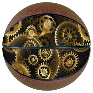 Seamless Steampunk Brass Gears Basketball